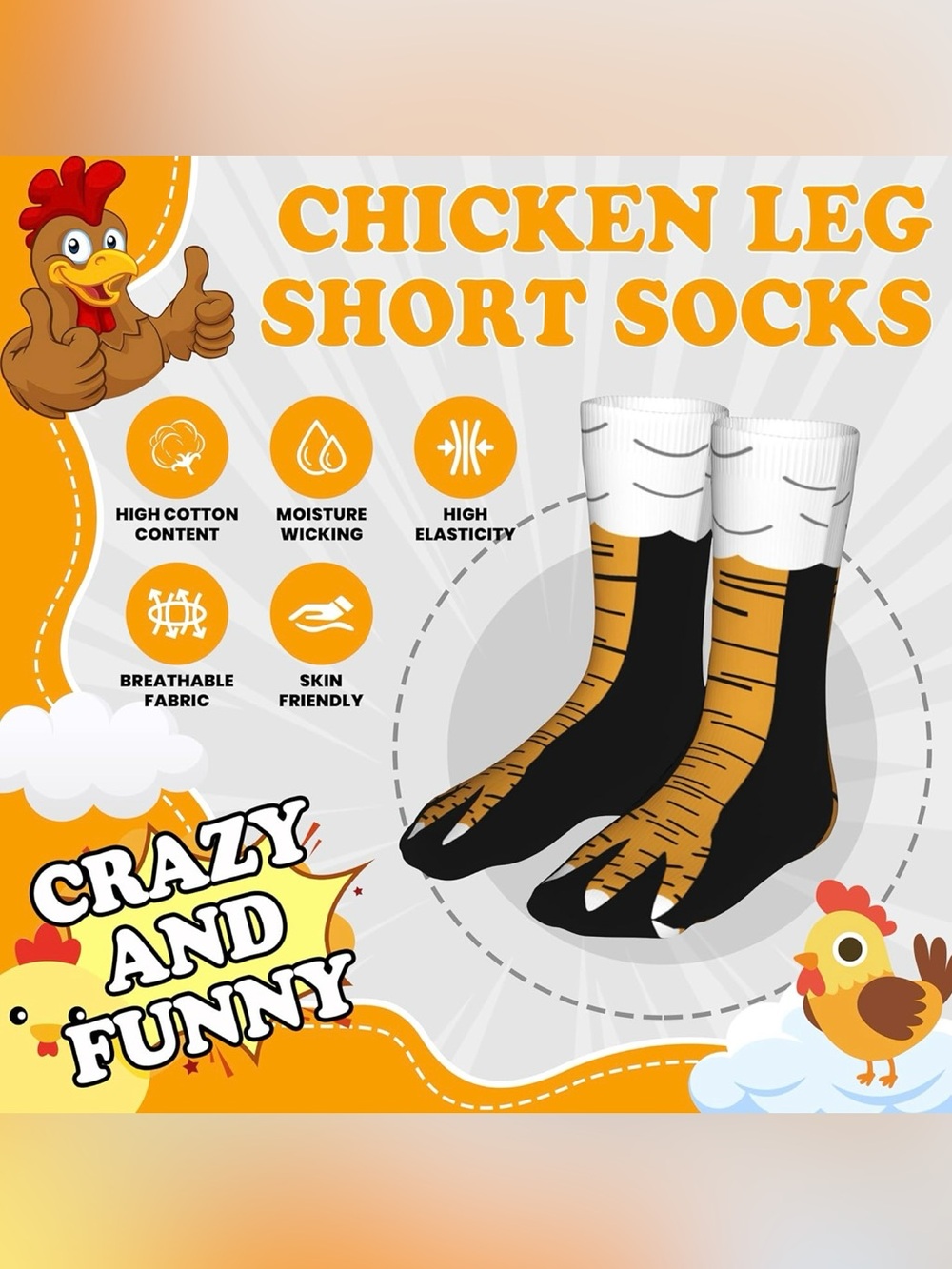 Novelty Chicken Leg Short Socks